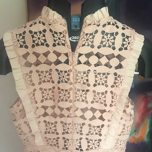 Sandro Paris dress lace cut out pastel peach needs new zipper MSRP $495 … - Picture 5 of 17